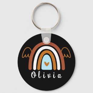 Porte-clés Cute Boho arc-en-ciel avec nom personnalisé