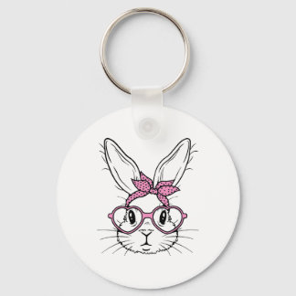 Porte-clés Cute Bunny Rabbit Face With Byndana Heart Gles Eas