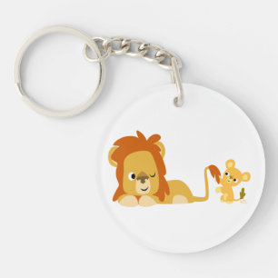 Porte-clés Cute Cartoon Lion Papa et Cub Acrylique Porte - cl