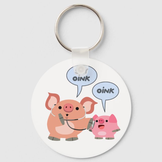 Porte-clés Cute Cartoon Pig Doctor and Patient (Recto)