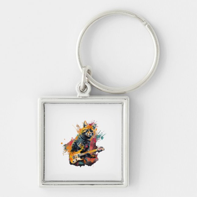 Porte-clés cute cat rocks tar design  (Devant)