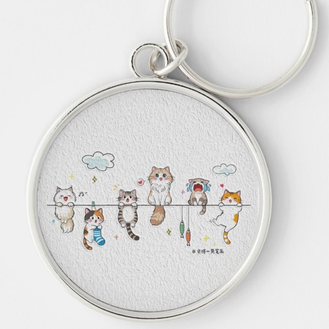 Porte-clés Cute Cats Hanging Keychain (Devant)