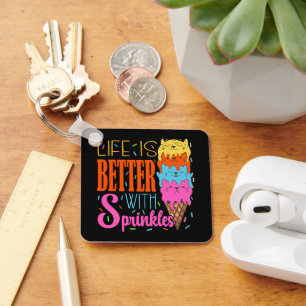 Porte-clés Cute Cats Life is Better With Sprinkles Amoureux d