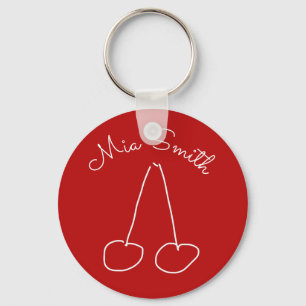 Porte-clés Cute cerise simple minimaliste