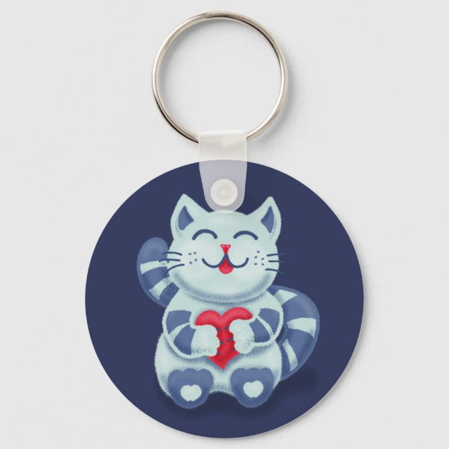 Porte-clés Cute chat Blue Valentine Enfants (Recto)