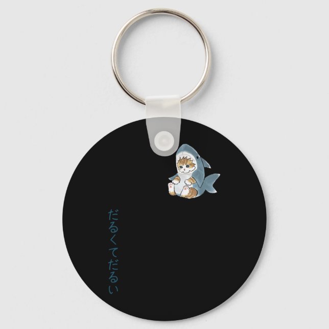 Porte-clés Cute Chat Dans Un Costume De Requin (Recto)