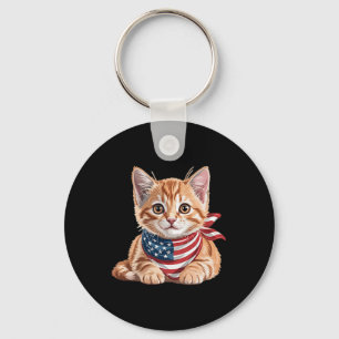 Porte-clés Cute Chat été Drapeau nous commémorer jour