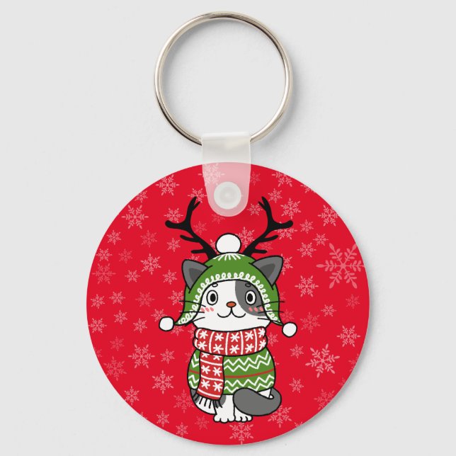 Porte-clés Cute Chat Noël Stocking fourchettes Galore (Recto)