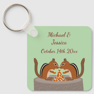 Porte-clés Cute Chipmunks Mariage de automne personnalisé