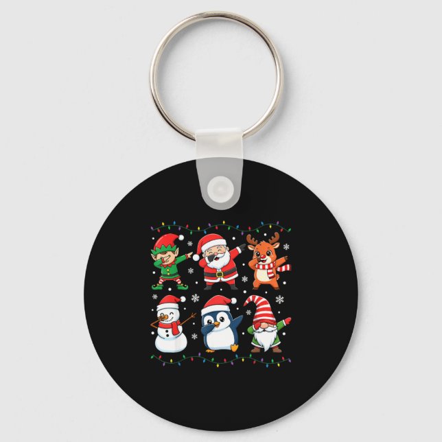 Porte-clés Cute Christmas Dabbing Santa Elf Reindeer Boys Gir (Recto)