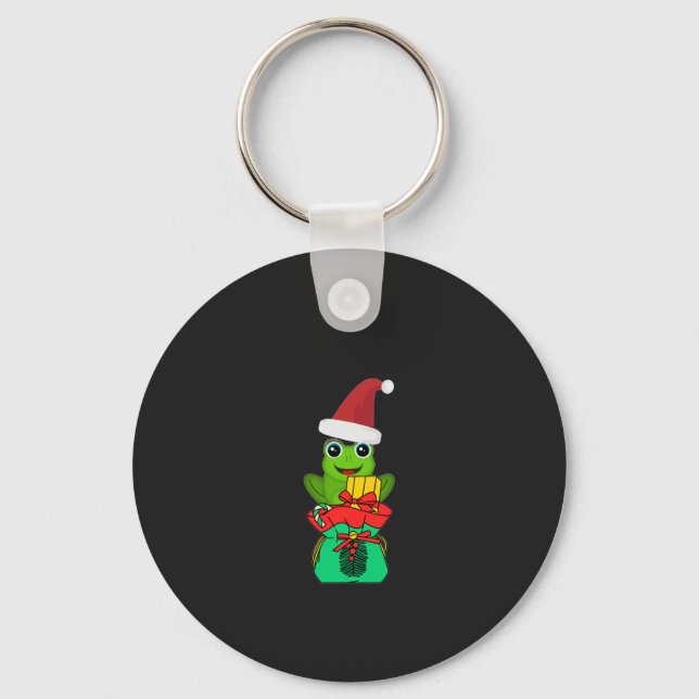 Porte-clés Cute Christmas Frog with Gifts _ Funny Holiday  (Recto)
