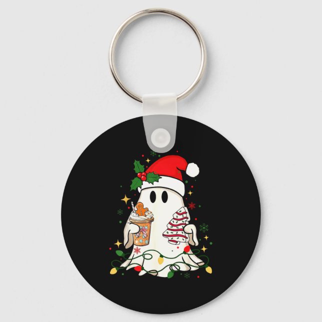 Porte-clés Cute Christmas Ghost Coffee Tree Cake Xmas Lights  (Recto)