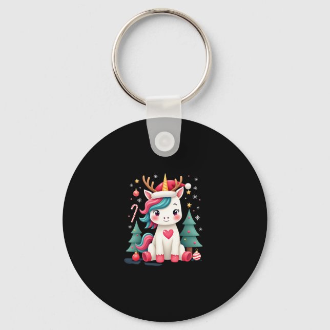 Porte-clés Cute Christmas Shirt Girls Women Xmas Unicorn Deer (Recto)