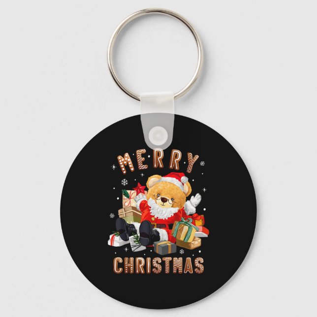 Porte-clés Cute Christmas Teddy Bear Santa Claus  (Recto)
