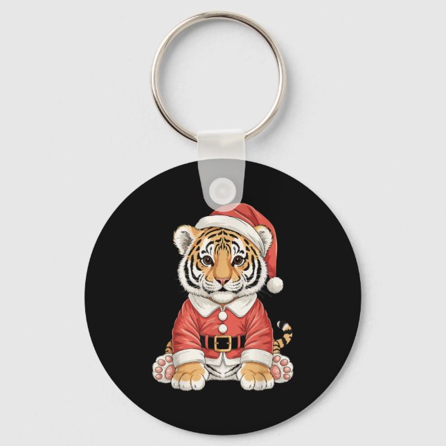 Porte-clés Cute Christmas Tiger Santa Safari Animal  (Recto)