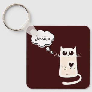Porte-clés Cute Coeurs solitaires Chat Personnalisé