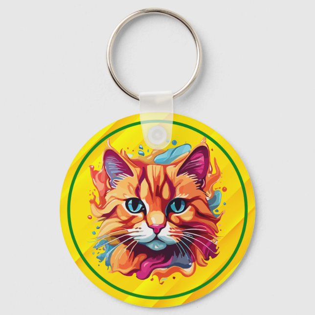 Porte-clés Cute Colorful Chat Face-87002 (Recto)