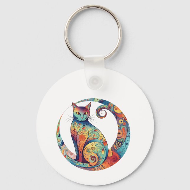 Porte-clés cute colurful cat design  (Recto)