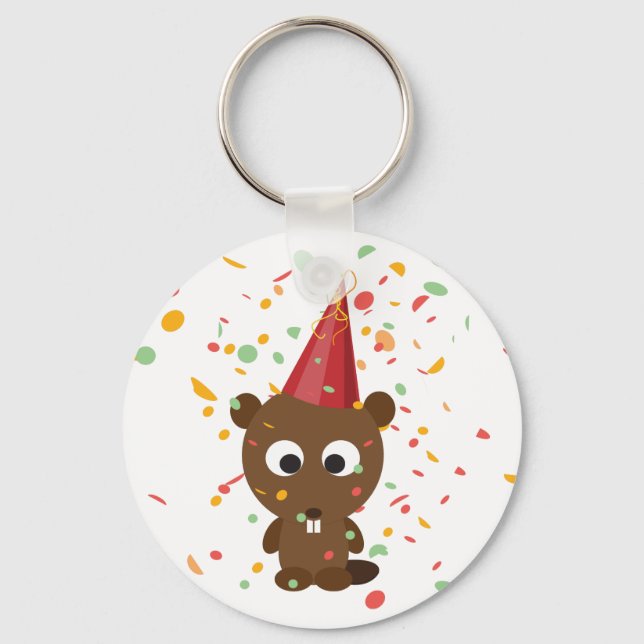 Porte-clés Cute Confetti Party Beaver (Recto)