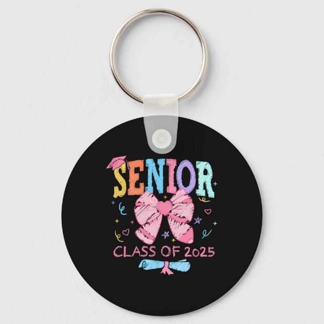 Porte-clés Cute Coquette Bow Senior 2025 Cl De 2025 Graduatio (Recto)