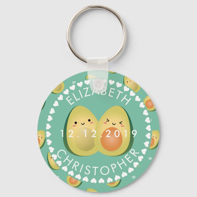Porte-clés Cute Couple Avocuddle Amusant Avocados Mariage Fav (Recto)