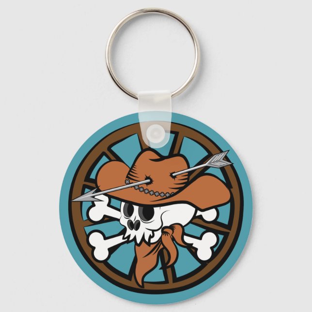 Porte-clés Cute crâne de Cowboy et os croisés (Recto)