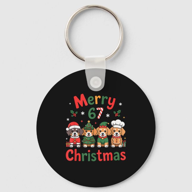 Porte-clés Cute Dachshund Christmas Design Funny Holiday Dog  (Recto)