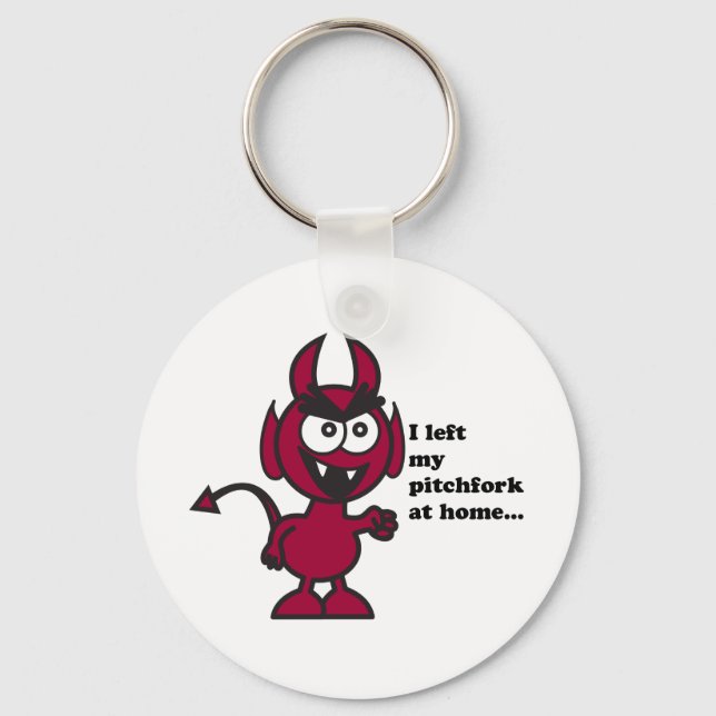 Porte-clés Cute Devil Cartoon Angry Pitchfork Quote (Recto)