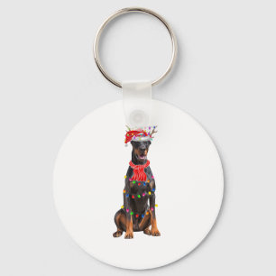 Porte-clés Cute Doberman feux d'arbre de Noël Amoureux des ch
