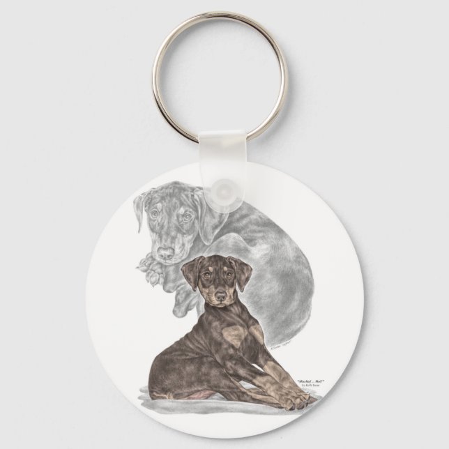 Porte-clés Cute Doberman Pinscher Puppy (Recto)