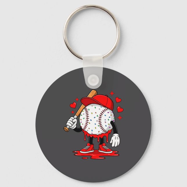 Porte-clés Cute Dripng Baseball Lover Valentines Day Boys Kid (Recto)