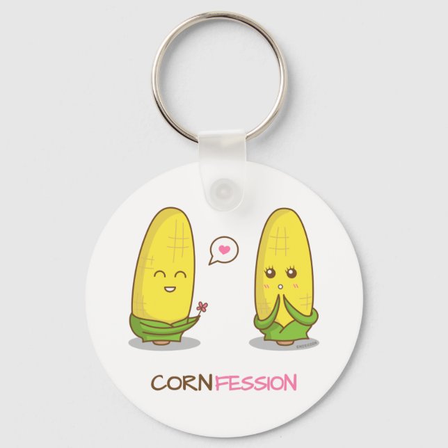 Porte-clés Cute Drôle Punny Corn Amour Confession (Recto)