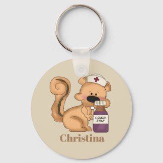 Porte-clés Cute écureuil infirmière ajouter nom porte - clé