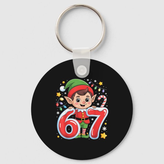 Porte-clés Cute Elf Six Seven 6 7 Meme Funny Christmas Costum (Recto)