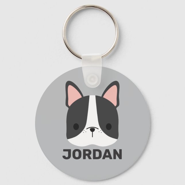 Porte-clés Cute French Bulldog with Personalized Name Keychai (Recto)
