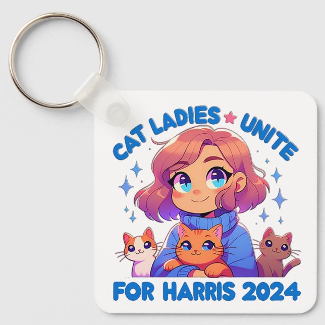 Porte-clés Cute Funny Girly Enfless Chat Lady Unite Harris (Recto)