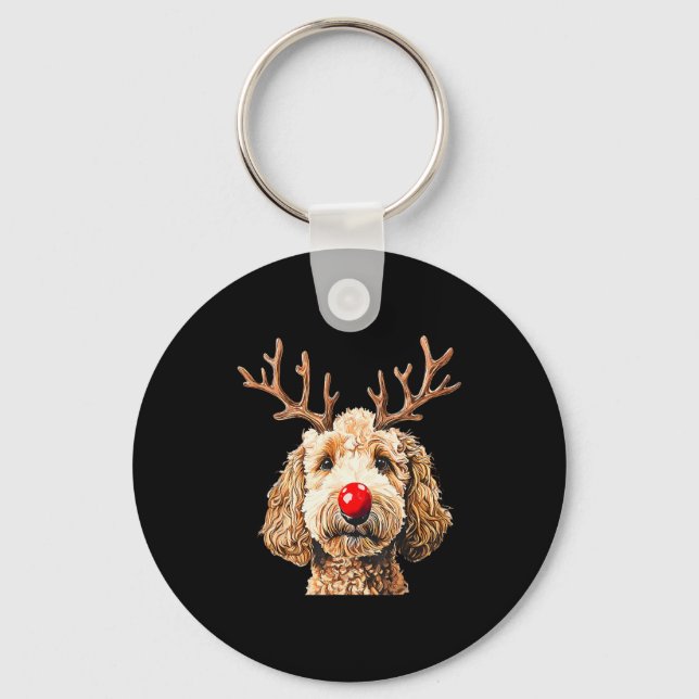 Porte-clés Cute Funny Reindeer Santa Goldendoodle Christmas T (Recto)