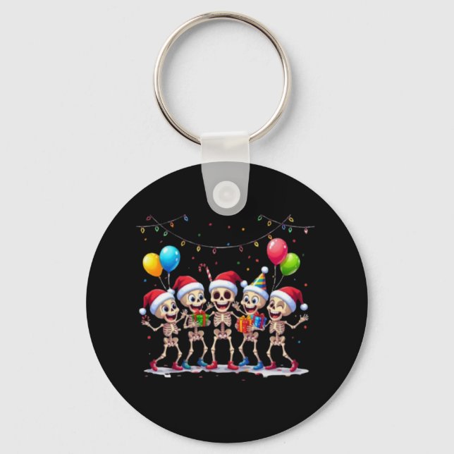 Porte-clés Cute Funny Skeletons Christmas & New Year Celebrat (Recto)
