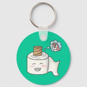 Porte-clés Cute Funny Toilet Paper Dreaming It is Unicorn