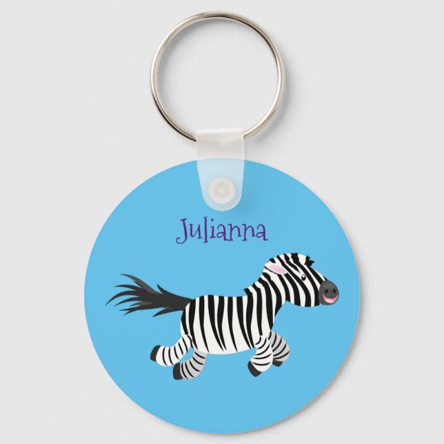 Porte-clés Cute funny zebra running cartoon illustration (Recto)