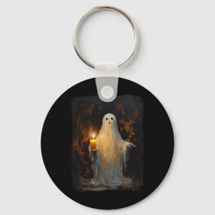 Porte-clés Cute Ghost Holding bougie Fun Halloween Gothique V
