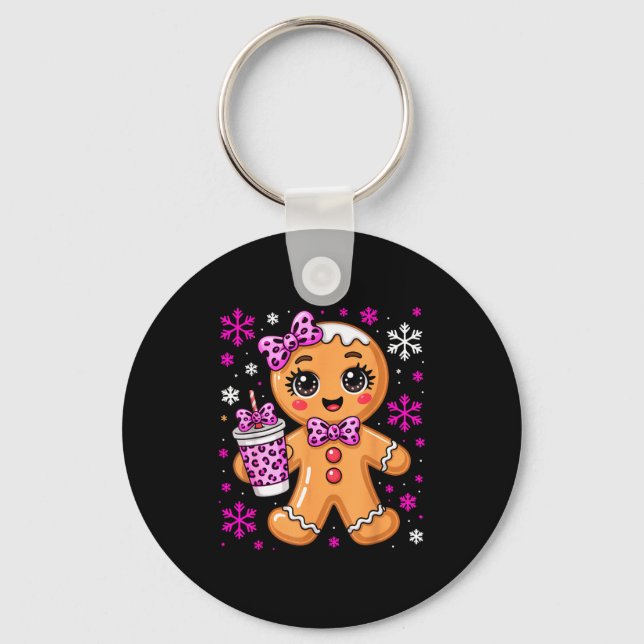 Porte-clés Cute Gingerbread Leopard Coquette Christmas Xmas G (Recto)