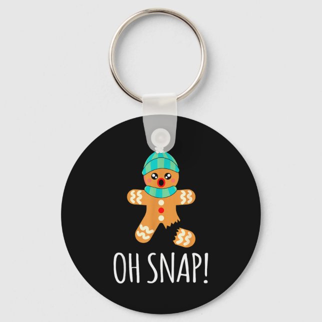 Porte-clés Cute Gingerbread Man Funny Christmas Oh Snap  (Recto)