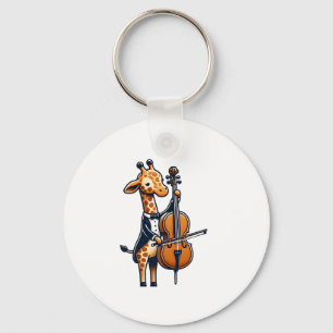 Porte-clés Cute Giraffe Jouer Cello Giraffes Musicien Musique