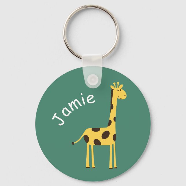 Porte-clés Cute Giraffe Personnalisé Vert (Recto)