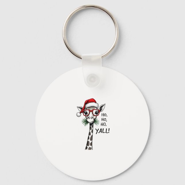 Porte-clés Cute Giraffe With Santa Hat Merry Xmas Giraffe Lov (Recto)