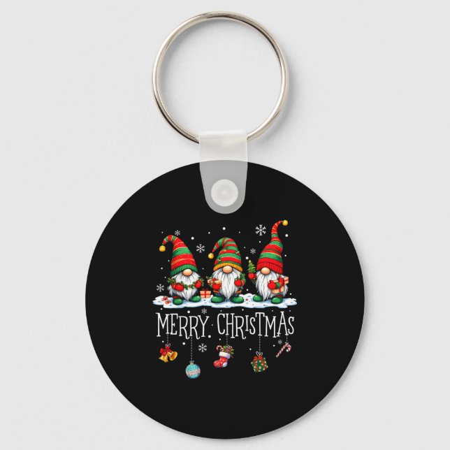 Porte-clés Cute Gnomes Merry Christmas Light Family Gnome Xma (Recto)