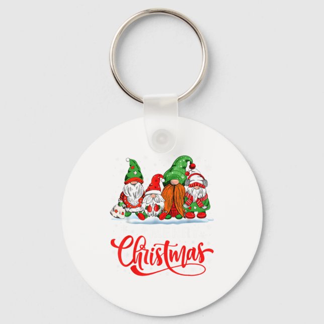 Porte-clés Cute Gnomes Merry Christmas Light Family Gnome Xma (Recto)