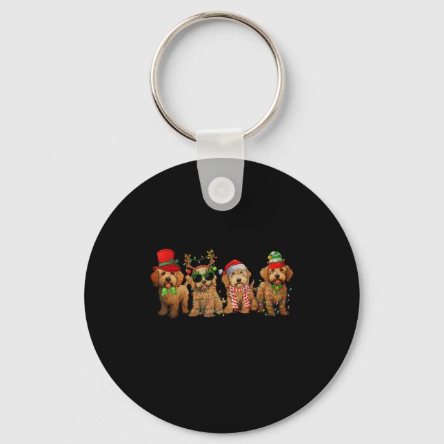 Porte-clés Cute Goldendoodle Dogs Christmas Lights Golden Doo (Recto)