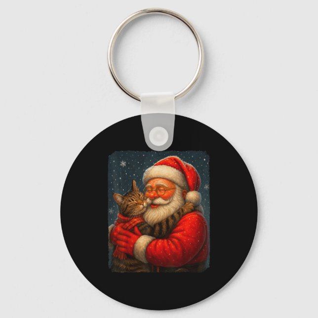 Porte-clés Cute Graphic Santa Hug Cat Christmas Xmas Women Me (Recto)